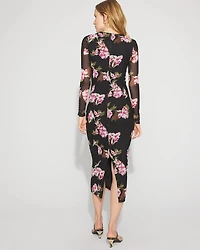Bolero Sleeve Floral Mesh Midi Dress