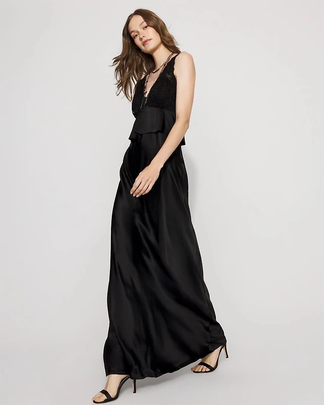aurelia satin trapeze maxi dress Aurelia Crepe & Satin Maxi Dress
