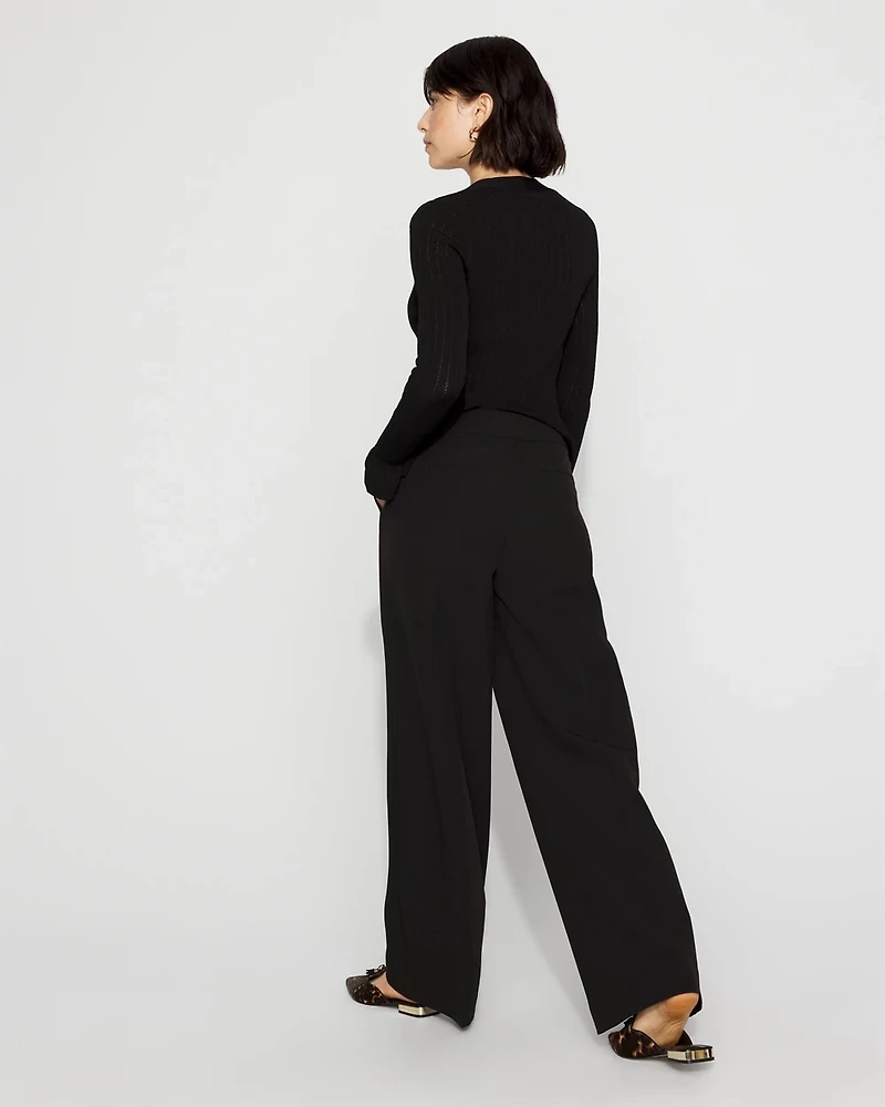 High-Rise Flat-Front Wide-Leg Pant