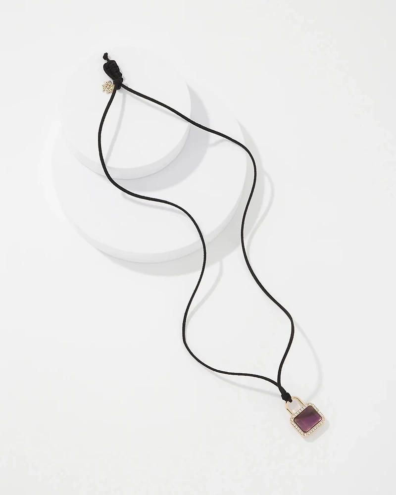 Amethyst Padlock Charm Necklace