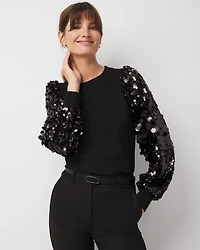Sequin Blouson Sleeve Top