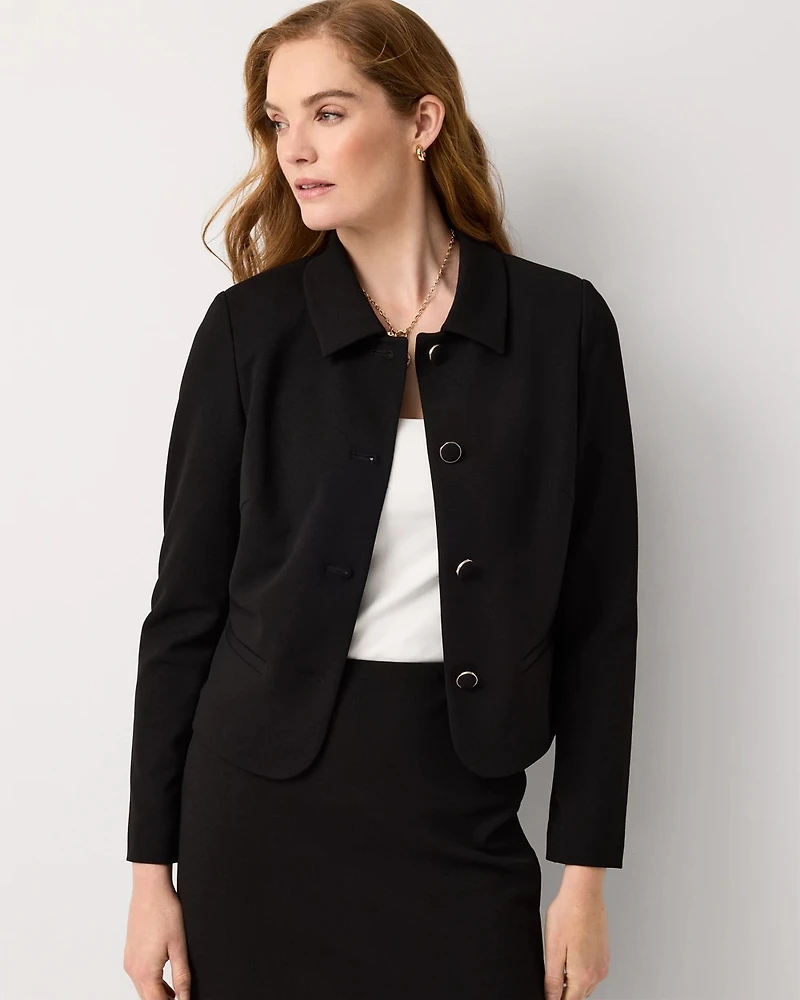 Knit Crepe Cropped Jacket