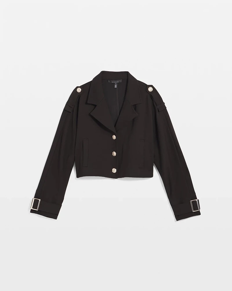 Petite Cropped Knit Trench