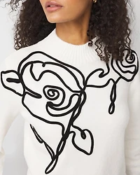 Floral Applique Pullover Sweater