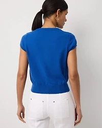 Pointelle Short Sleeve Cardigan