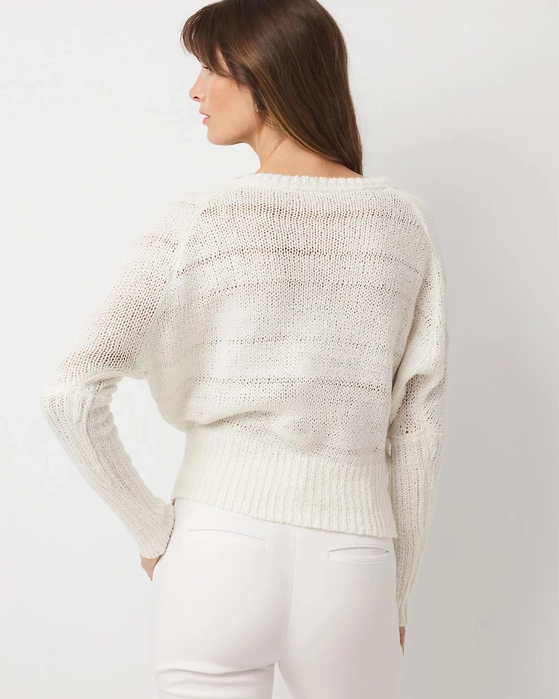 Metallic Dolman Pullover Sweater