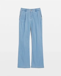 High-Rise Wide-Leg Jean with Chain Trim
