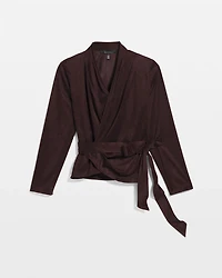 Faux Suede Wrap Blouse