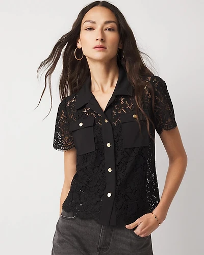 Short-Sleeve Lace Shirt