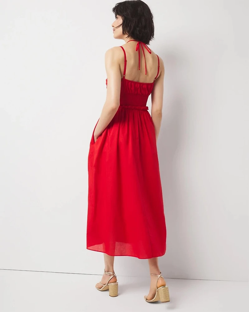 Cotton Poplin Halter Midi Dress