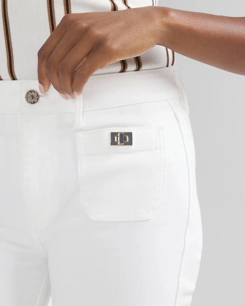 High-Rise Turnlock Skinny Flare Jeans