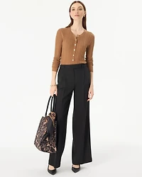 Crepe Pleated Wide Leg Pant