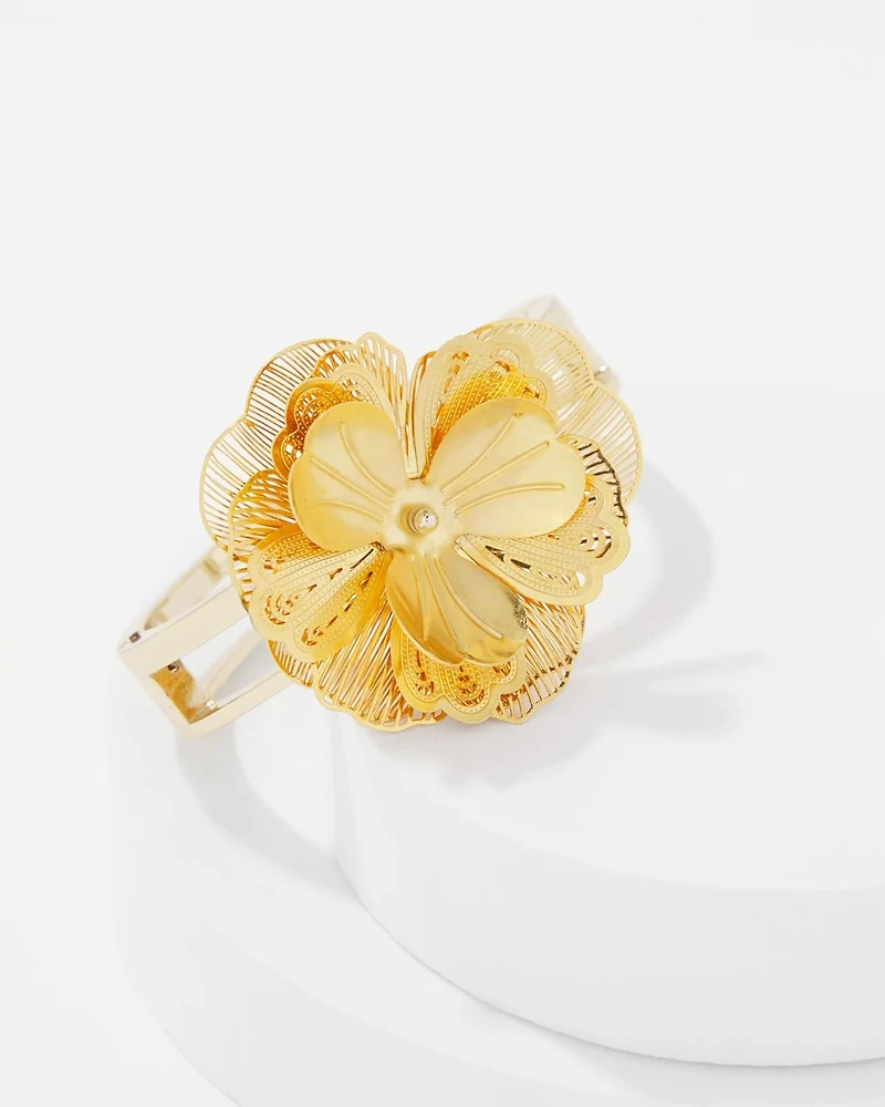 3D Floral Hinge Bracelet