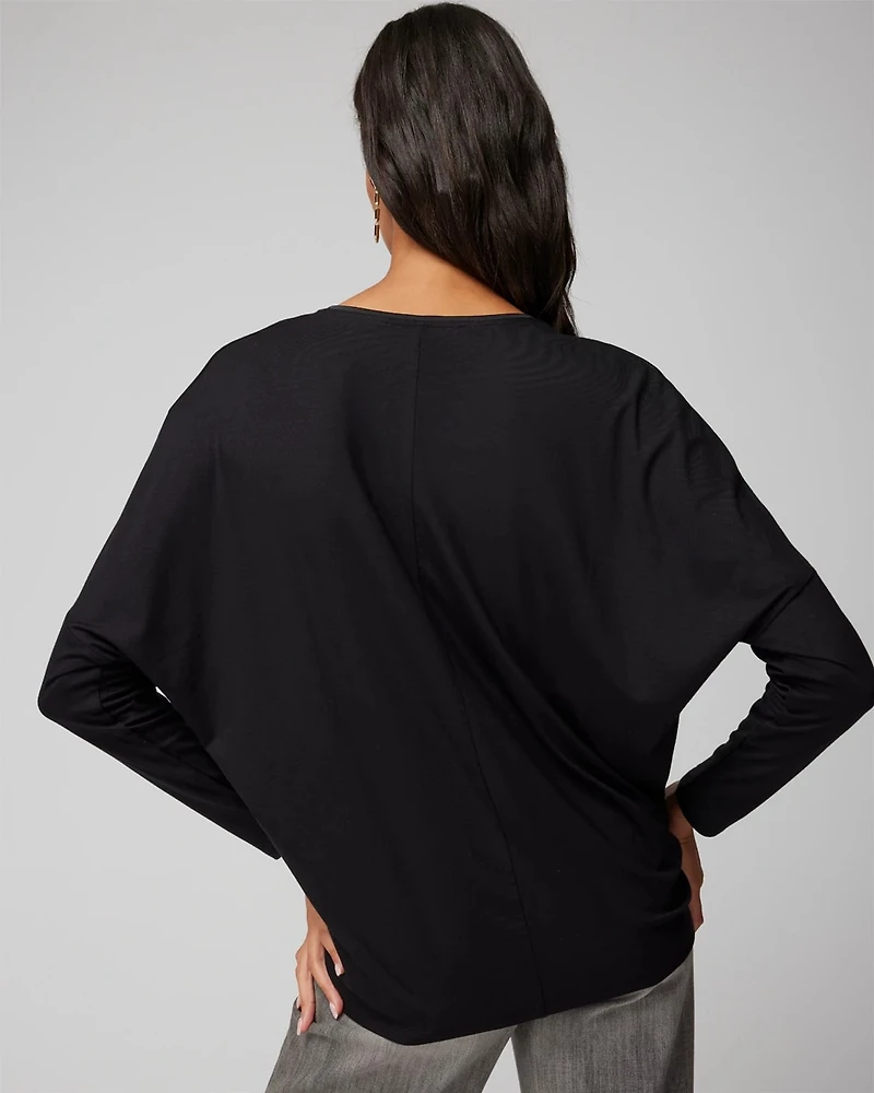 Woven Front Long Sleeve Tee