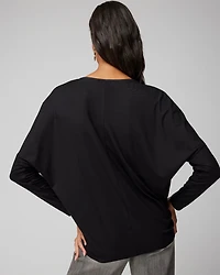 Woven Front Long Sleeve Tee