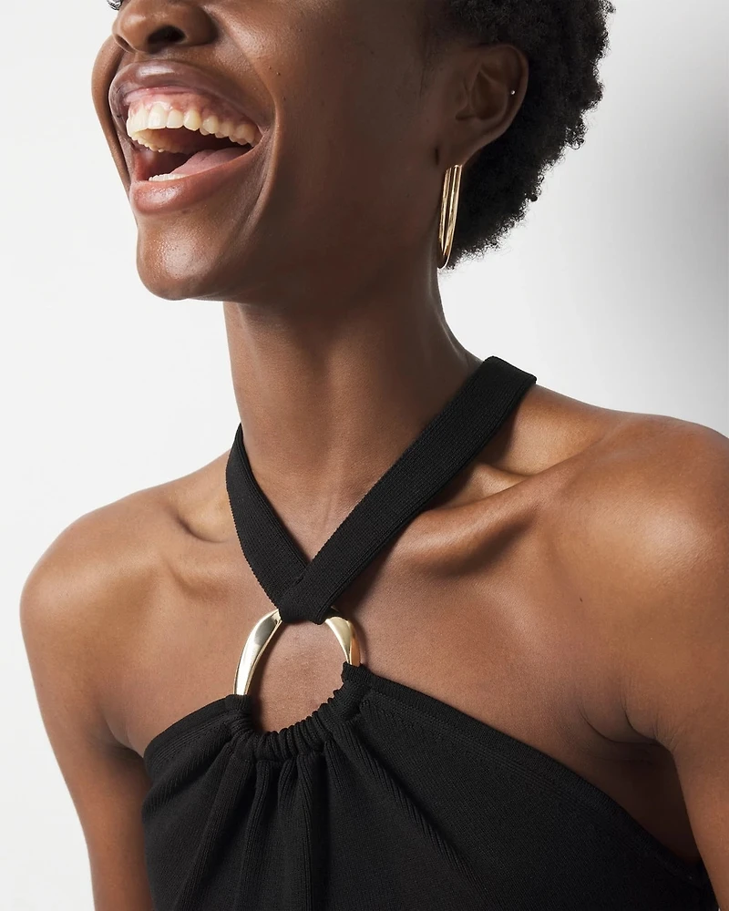 Ring Halter Sweater Top