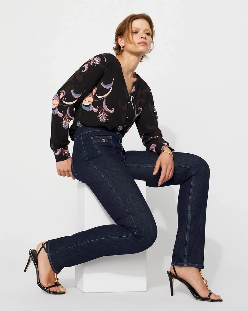 Long-Sleeve Button-Up Blouse