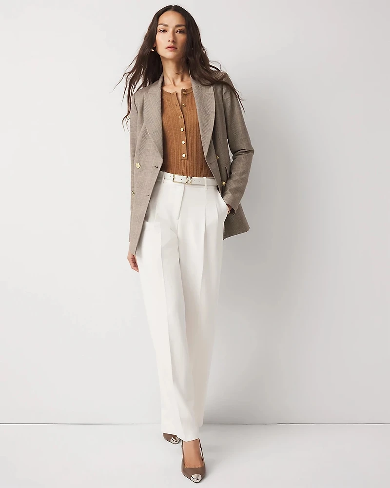 Plaid Double-Breasted Blazer