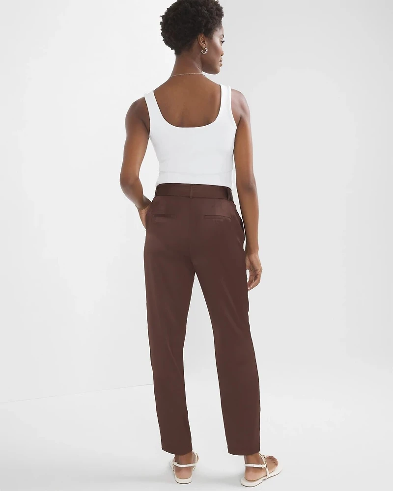 Belted Utility Straight Crop Pants