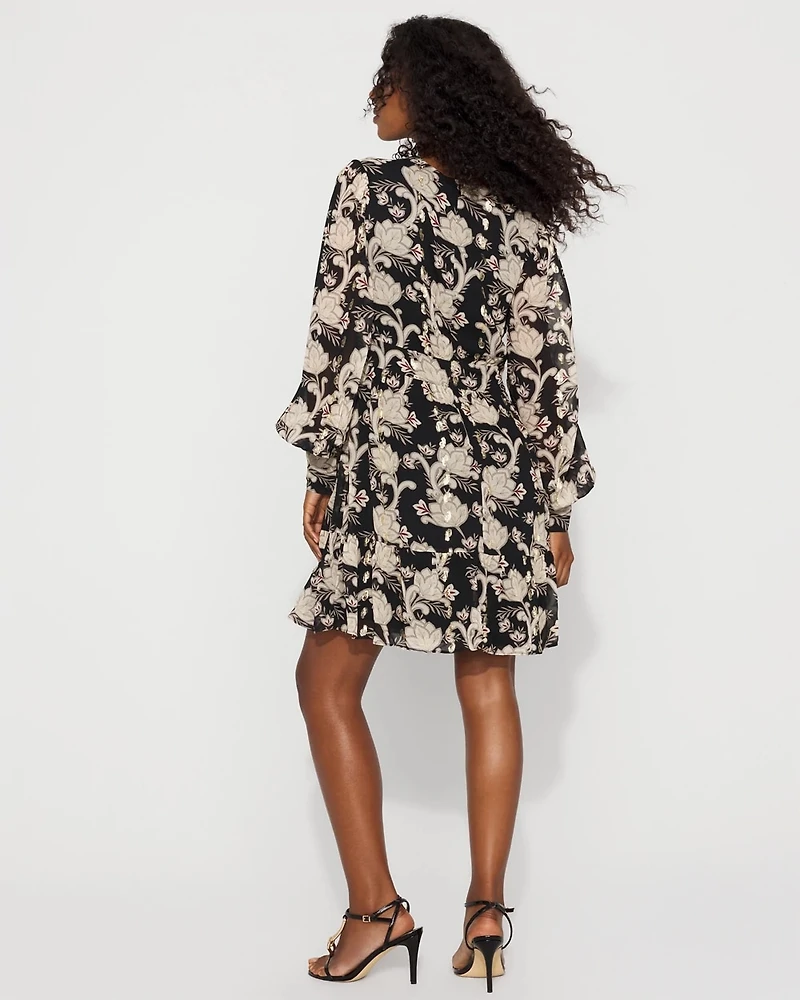 Petite Long Sleeve V-neck Mini Dress