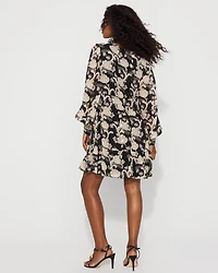 Petite Long Sleeve V-neck Mini Dress