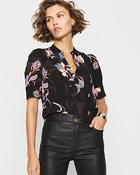 Elbow Sleeve Y-Neck Shirt