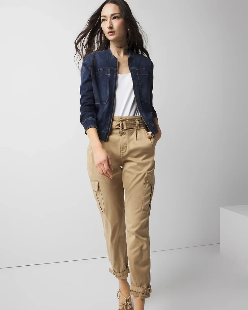 Petite Denim Bomber Jacket