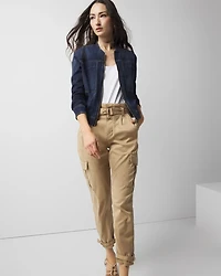 Petite Denim Bomber Jacket