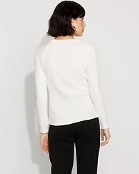 WHBM FORME™ Ribbed Stretch Button Long-Sleeve Tee