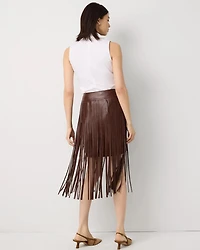 Fringe Faux Leather Skirt
