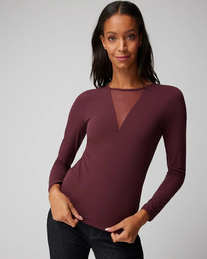 WHBM® FORME Long Sleeve Mesh Top