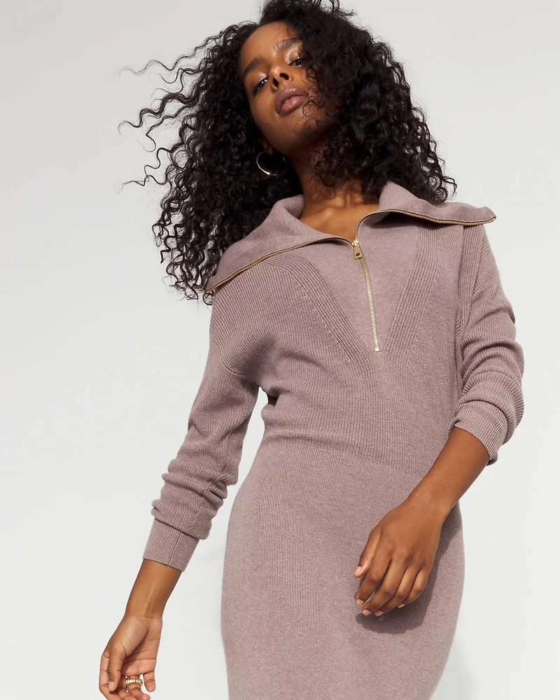 Half-Zip Sweater Mini Dress