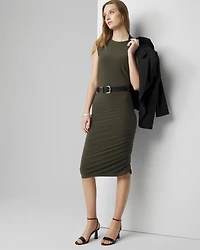 Cap-Sleeve Matte Jersey Ruched Side Dress