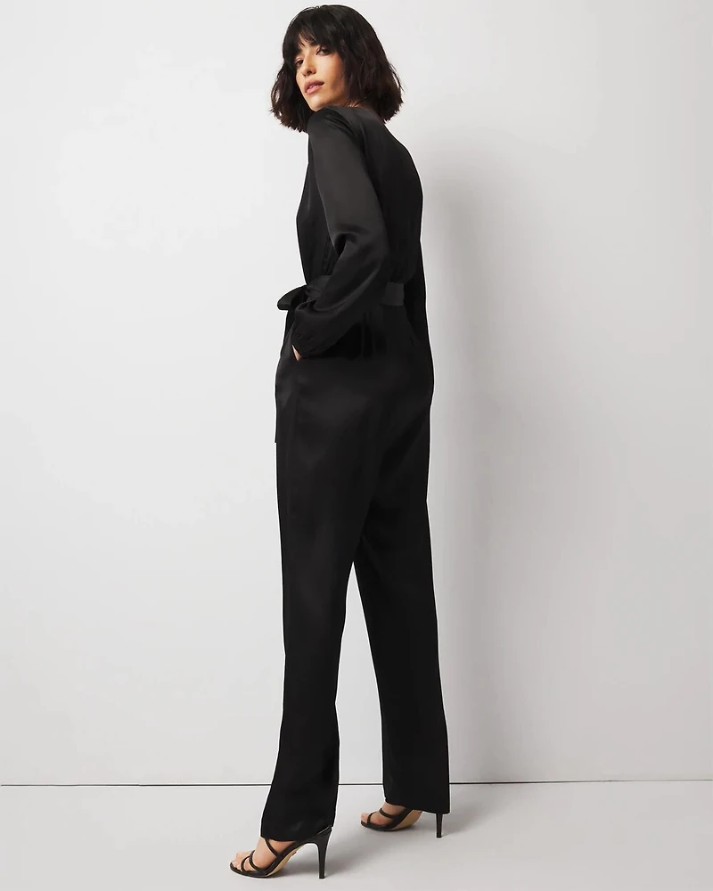 V-Neck Satin Jumpsuit