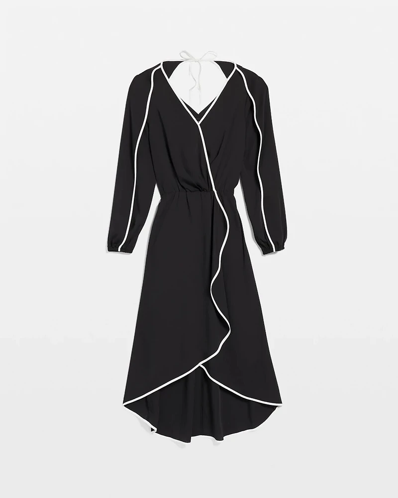 Petite Contrast Ruffle Midi Dress
