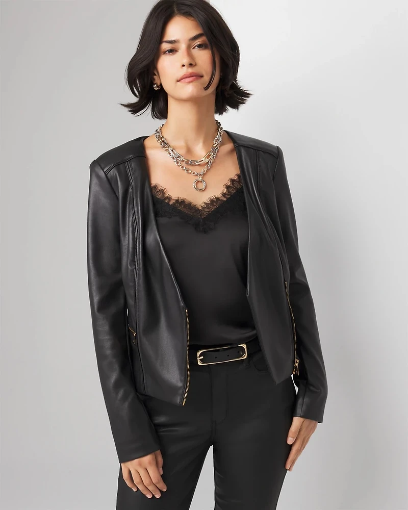 Faux Leather Moto Jacket