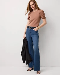 Satin Puff Sleeve Knit Tee