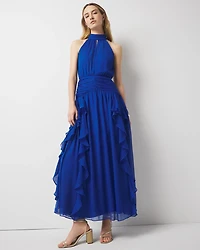 Ruffle Halter Maxi Dress