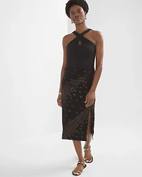 Ruched Seamed Midi Skirt