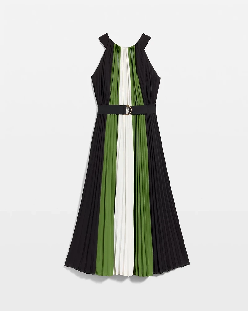Pleated Halter Maxi Dress