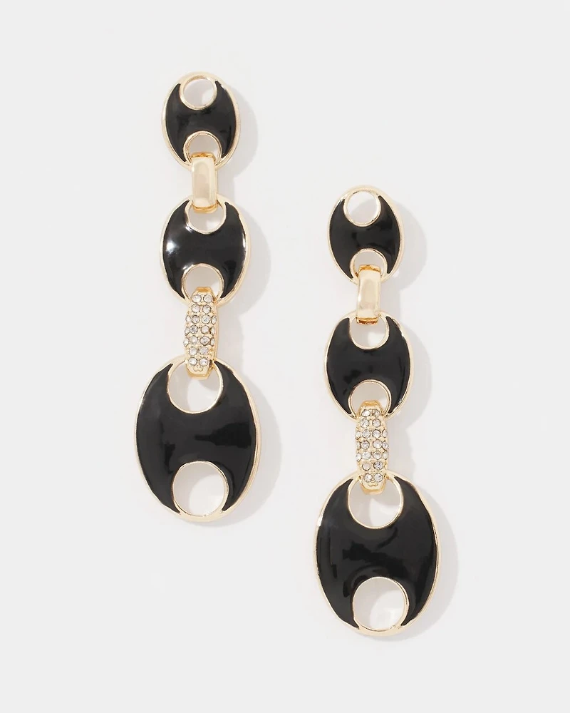 Black Mariner Links & Pavé Earrings