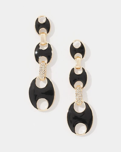 Black Mariner Links & Pavé Earrings