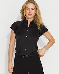 Flutter-Sleeve Satin Shirt