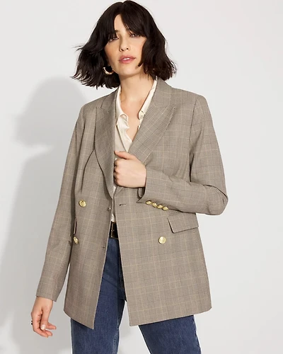 Plaid Double-Breasted Blazer