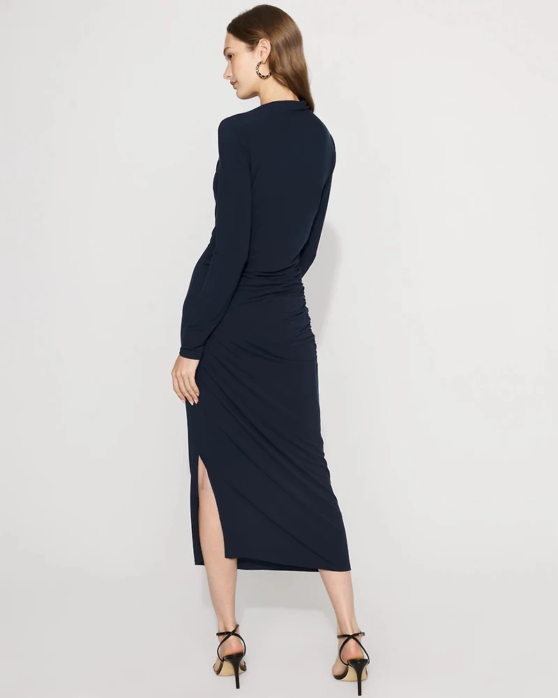 Asymmetrical Mockneck Bodycon Dress