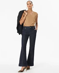 Cuffed High-Rise Flare Jean
