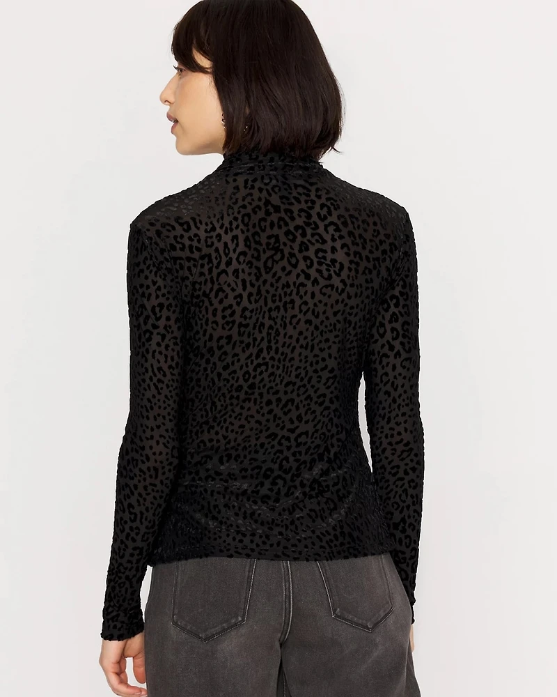 WHBM FORME™ Burnout Leopard Print Velvet Top