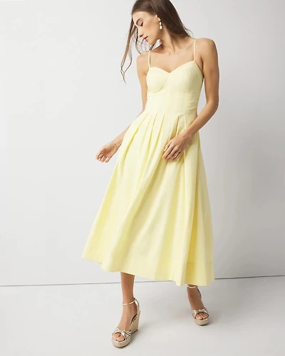 Petite Poplin Corset Midi Dress