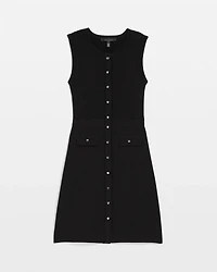 Petite Button Front Sleeveless Sweater Dress