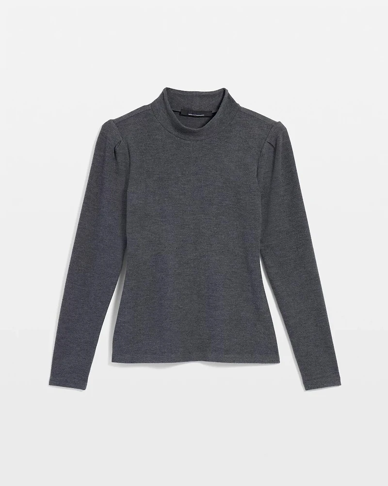 Puff Sleeve Mock Neck Snit